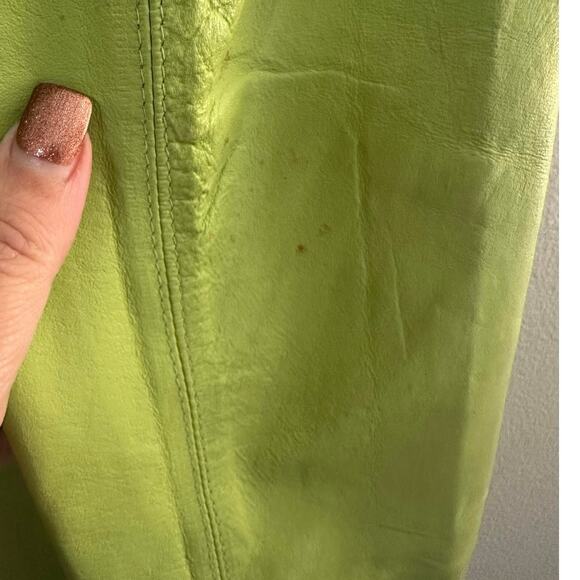 Vintage Y2K Brat Green Genuine Leather Full Zip Fitted Jacket Medium - Picture 10 of 12